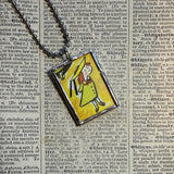 Madeline and Miss Clavel, original illustrations from vintage book, up-cycled to soldered glass pendant