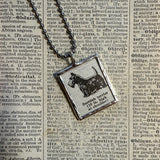 Scottish terrier, vintage 1930s dictionary illustration, up-cycled to hand-soldered glass pendant