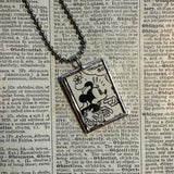 Mickey Mouse, vintage illustrations, up-cycled to soldered glass pendant