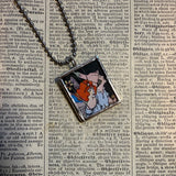 Fairies, cherubs, vintage children's book illustration up-cycled to soldered glass pendant