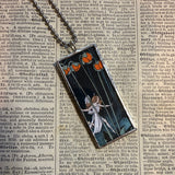 Fairies, vintage children's book illustration up-cycled to soldered glass pendant