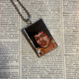 Jimi Hendrix, vintage album cover images, upcycled hand soldered glass pendant
