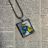 Smurfs, vintage comic illustrations up-cycled to soldered glass pendant