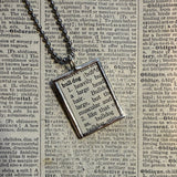 Pug dog, vintage 1930s dictionary illustration, up-cycled to hand-soldered glass pendant