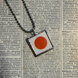 Tokyo, Japan, vintage map and flag, hand-soldered glass pendant