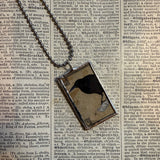 Owl, Raven, vintage illustrations, up-cycled to soldered glass pendant