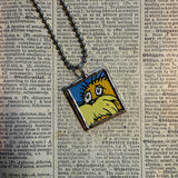The Lorax, original illustrations from vintage book, up-cycled to soldered glass pendant