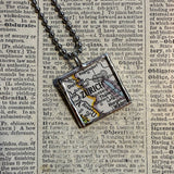 Zurich, Switzerland vintage map and flag, hand-soldered glass pendant