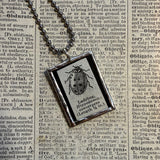 Ladybug, vintage 1930s dictionary illustration, up-cycled to hand-soldered glass pendant