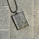 Ladybug, vintage 1930s dictionary illustration, up-cycled to hand-soldered glass pendant