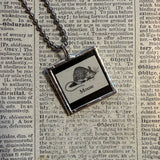 Mouse, vintage 1930s dictionary illustration, up-cycled to hand-soldered glass pendant