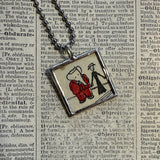 Babar, original vintage 1960s book illustrations, upcycled to soldered glass pendant