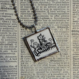 Millions of Cats, vintage children's book illustration up-cycled to soldered glass pendant