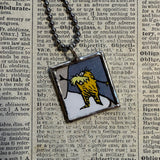 The Lorax, original illustrations from vintage book, up-cycled to soldered glass pendant
