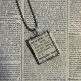 Caterpillar vintage dictionary illustration, up-cycled to soldered glass pendant