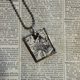 Mickey Mouse, vintage illustrations, up-cycled to soldered glass pendant