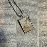 Sun and Moon, vintage book illustrations, hand-soldered glass pendant