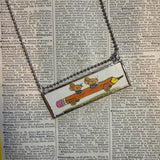Peanut, mice, original illustration from vintage Richard Scarry book, up-cycled to soldered glass pendant