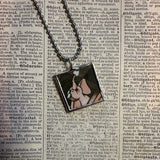 Dumbo, vintage illustrations, up-cycled to soldered glass pendant