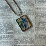 Franz Marc Blue Horse, upcycled to hand-soldered glass pendant