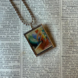 Franz Marc Blue Horse, upcycled to hand-soldered glass pendant
