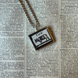 Nag horse and cow, vintage illustrations upcycled to soldered glass pendant