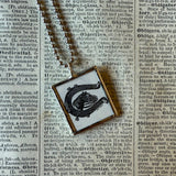 Horses and horseshoes vintage illustrations, up-cycled to hand soldered glass pendant