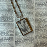 Dandelion, vintage botanical dictionary illustration, upcycled to soldered glass pendant