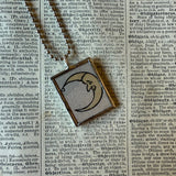 Moon, vintage book illustrations, hand-soldered glass pendant