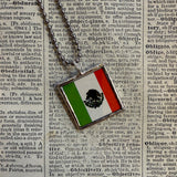 Mexico vintage map, hand-soldered glass pendant
