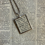 Eglantine flower, vintage botanical dictionary illustration, upcycled to soldered glass pendant