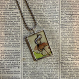 Mushroom squirrel, vintage children's book illustrations up-cycled to soldered glass pendant