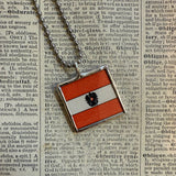 Vienna Austria vintage map and flag, hand-soldered glass pendant