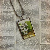 Mushroom / fungus, vintage natural history illustrations up-cycled to soldered glass pendant