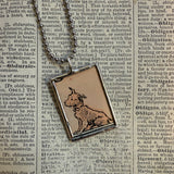 Bulldog, dogs, vintage children's book illustration, up-cycled to hand-soldered glass pendant