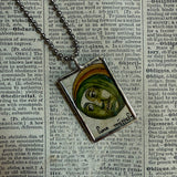 Sun and Moon, vintage book illustrations, hand-soldered glass pendant