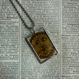 Sun and Moon, vintage book illustrations, hand-soldered glass pendant