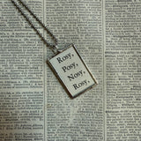 Red rose and poem, vintage children's book illustration up-cycled to soldered glass pendant