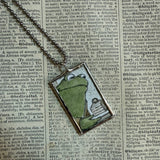 Frog and Toad, vintage children's book illustrations, up-cycled to soldered glass pendant