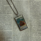 Claude Monet, Haystacks, Waterlilies, upcycled to soldered glass pendant