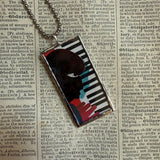 Romaire Bearden paintings, upcycled to hand soldered glass pendant