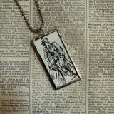 Bicycles, vintage victorian woodcut illustrations, up-cycled to soldered glass pendant