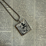 Mickey Mouse, Minnie Mouse, vintage illustrations, up-cycled to soldered glass pendant