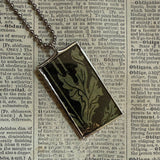 00Red poppy, vintage art nouveau illustration, upcycled to soldered glass pendant