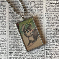 Bambi, Thumper, original illustrations from vintage book, up-cycled to soldered glass pendant