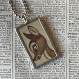 Bambi, Thumper, original illustrations from vintage book, up-cycled to soldered glass pendant