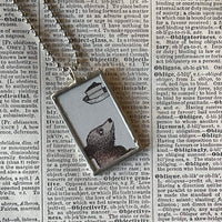 Little Bear, Sendak, vintage children's book illustrations, up-cycled to soldered glass pendant