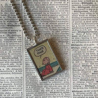 Popeye, Sweet Pea, vintage 1960s comic illustration, upcycled to soldered hand-soldered glass pendant