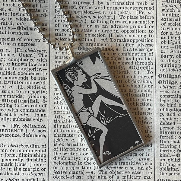 Fairy, Faeries, vintage children's book illustration up-cycled to soldered glass pendant