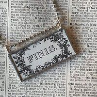 Momento mori, victorian funeral graphics, vintage illustrations up-cycled to soldered glass pendant